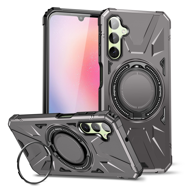 

For Samsung Galaxy A14 4G/5G MagSafe Magnetic Shockproof Phone Case with Ring Holder(Dark Grey)