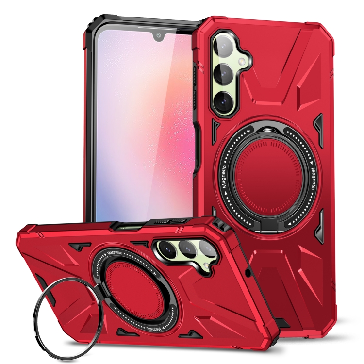 

For Samsung Galaxy A24 5G MagSafe Magnetic Shockproof Phone Case with Ring Holder(Red)