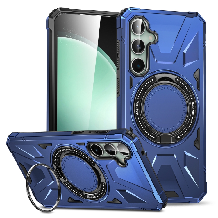 

For Samsung Galaxy A15 MagSafe Magnetic Shockproof Phone Case with Ring Holder(Navy Blue)