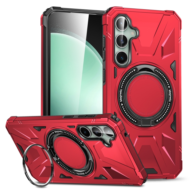 

For Samsung Galaxy A15 MagSafe Magnetic Shockproof Phone Case with Ring Holder(Red)