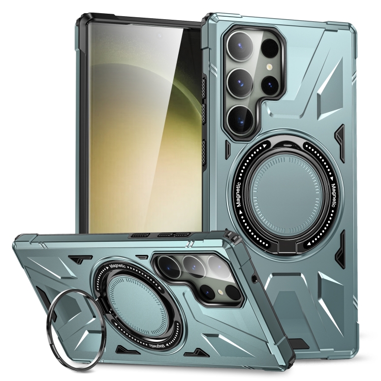 

For Samsung Galaxy S24+ 5G MagSafe Magnetic Shockproof Phone Case with Ring Holder(Green)