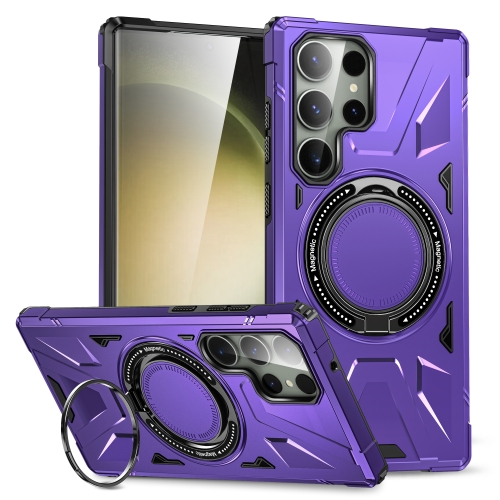

For Samsung Galaxy S24+ 5G MagSafe Magnetic Shockproof Phone Case with Ring Holder(Purple)