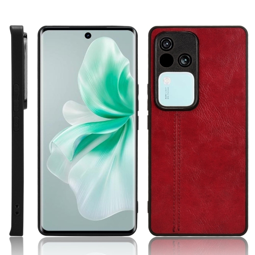 

For vivo S18 Pro 5G / V30 Pro 5G Cow Pattern Sewing Back Cover Phone Case(Red)