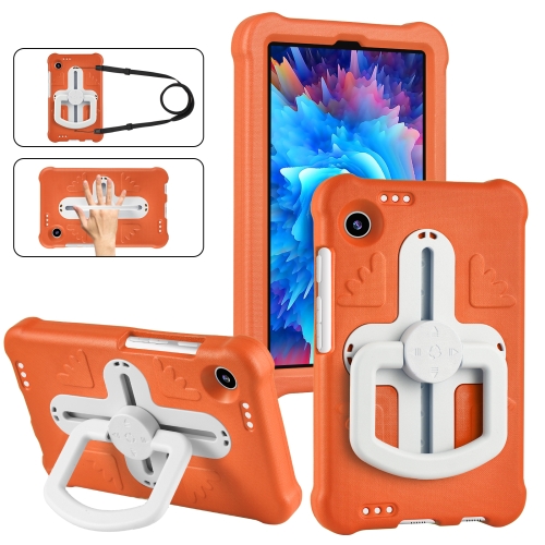 

For Samsung Galaxy Tab A9 Shield 360 Rotation Handle EVA Shockproof PC Tablet Case(Orange Beige)