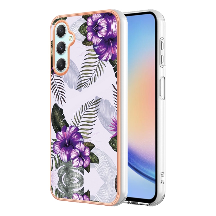 

For Samsung Galaxy A25 5G Electroplating IMD TPU Phone Case(Purple Flower)