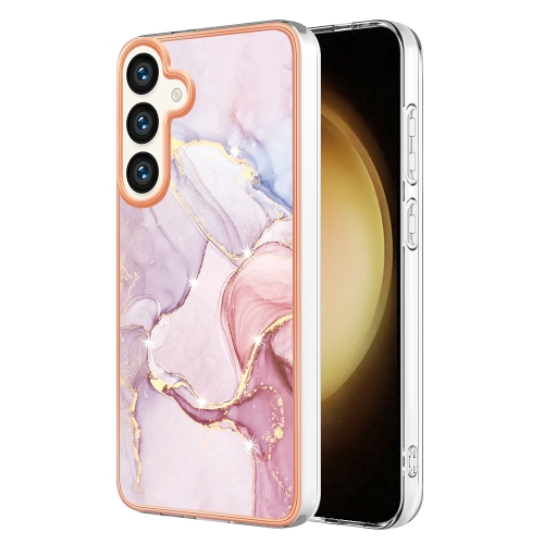 

For Samsung Galaxy S24+ 5G Electroplating Marble Dual-side IMD Phone Case(Rose Gold 005)