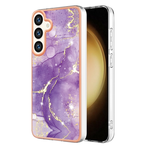 

For Samsung Galaxy S24+ 5G Electroplating Marble Dual-side IMD Phone Case(Purple 002)
