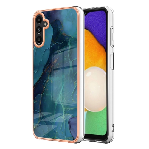 For Samsung Galaxy A55 5G Electroplating Marble Dual-side IMD Phone Case(Green 017)