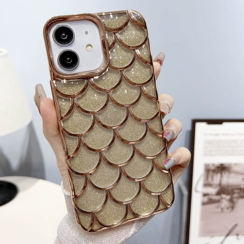 

For iPhone 11 Mermaid Scale Electroplated Glitter Paper Phone Case(Gold)