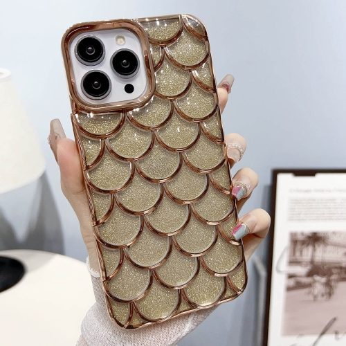 

For iPhone 11 Pro Max Mermaid Scale Electroplated Glitter Paper Phone Case(Gold)