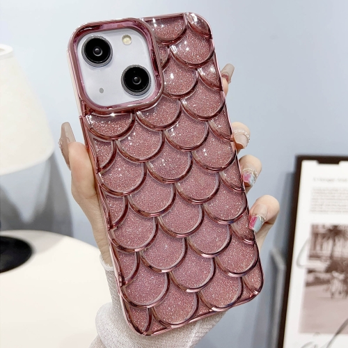 

For iPhone 13 Mermaid Scale Electroplated Glitter Paper Phone Case(Pink)