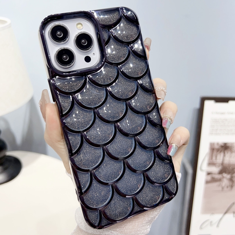 

For iPhone 14 Pro Mermaid Scale Electroplated Glitter Paper Phone Case(Black)