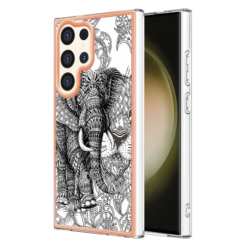 

For Samsung Galaxy S24 Ultra 5G Electroplating Marble Dual-side IMD Phone Case(Totem Elephant)