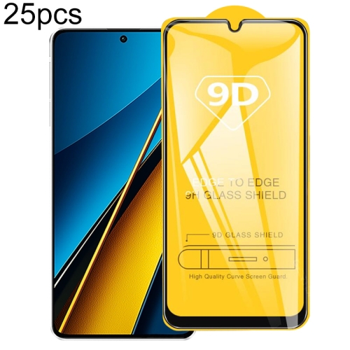 

For Xiaomi Poco X6 Neo 25pcs 9D Full Glue Screen Tempered Glass Film
