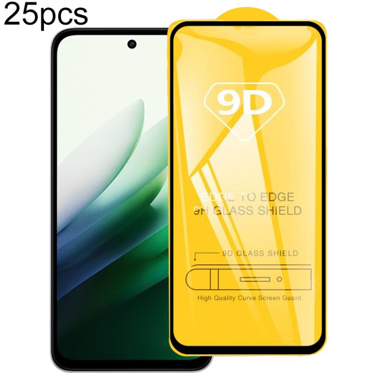 

For Redmi Note 15R 25pcs 9D Full Glue Screen Tempered Glass Film
