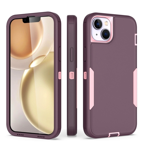 

For iPhone 15 2 in 1 Magnetic PC + TPU Phone Case(Purple Red+Pink)