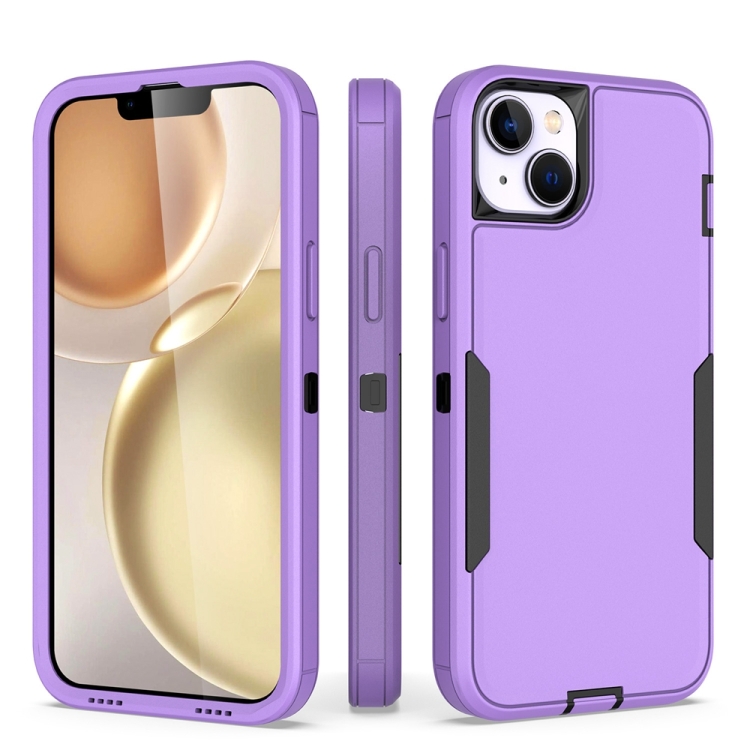 

For iPhone 15 2 in 1 Magnetic PC + TPU Phone Case(Purple+Black)