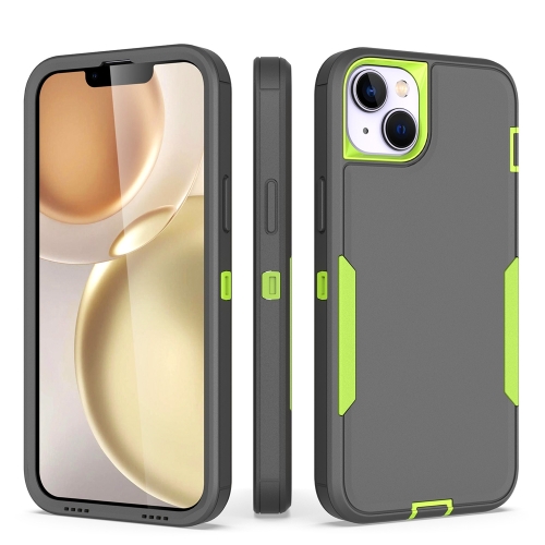 

For iPhone 15 Plus 2 in 1 Magnetic PC + TPU Phone Case(Gray+Fluorescent Green)