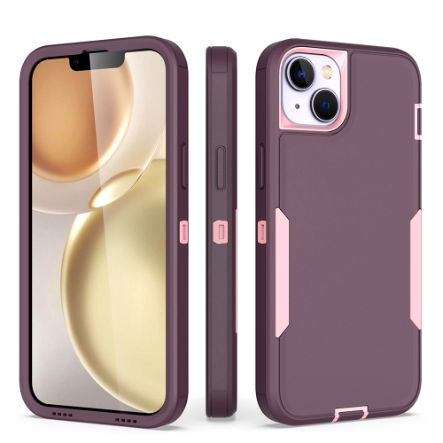 

For iPhone 15 Plus 2 in 1 Magnetic PC + TPU Phone Case(Purple Red+Pink)