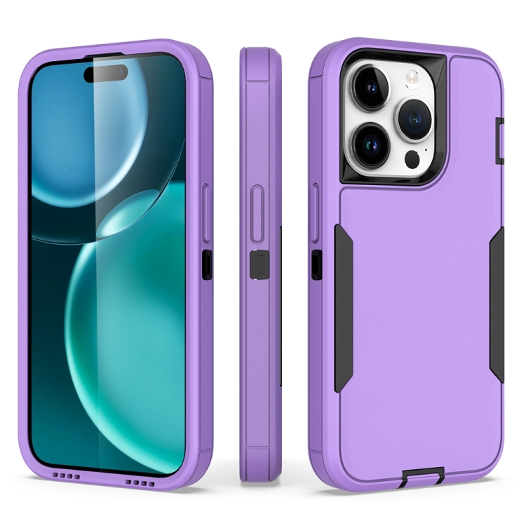 

For iPhone 15 Pro 2 in 1 Magnetic PC + TPU Phone Case(Purple+Black)