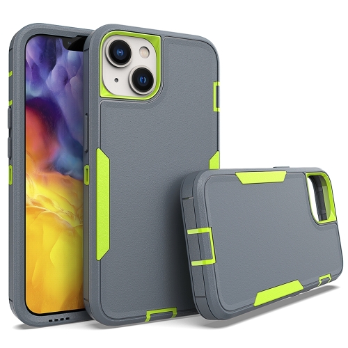

For iPhone 14 2 in 1 Magnetic PC + TPU Phone Case(Gray+Fluorescent Green)