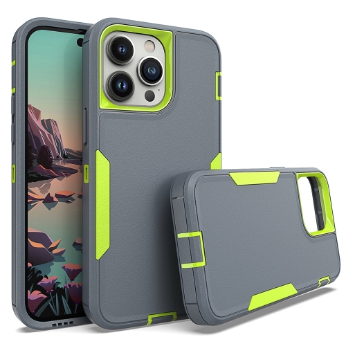 

For iPhone 14 Pro Max 2 in 1 Magnetic PC + TPU Phone Case(Gray+Fluorescent Green)