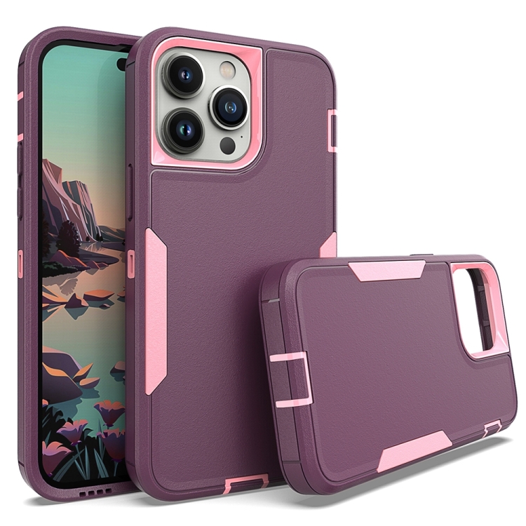 

For iPhone 14 Pro Max 2 in 1 Magnetic PC + TPU Phone Case(Purple Red+Pink)