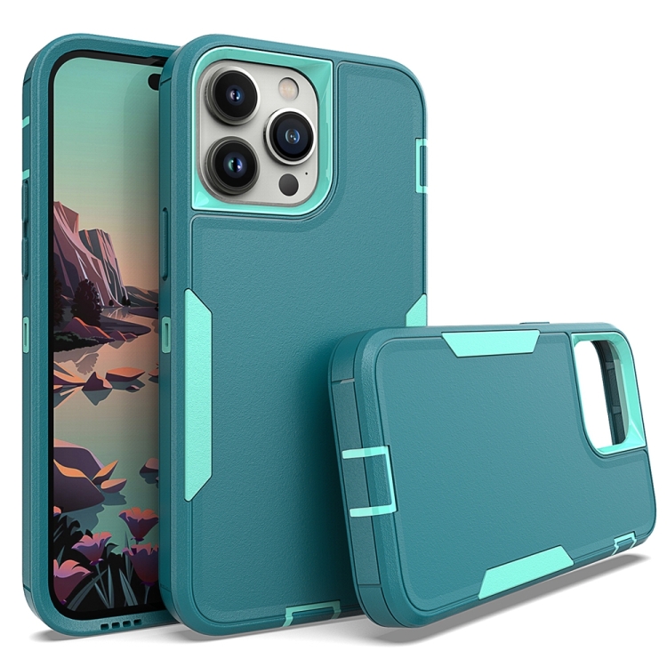 

For iPhone 14 Pro Max 2 in 1 Magnetic PC + TPU Phone Case(Blue+Blue Green)
