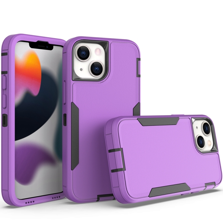 

For iPhone 13 mini 2 in 1 Magnetic PC + TPU Phone Case(Purple+Black)