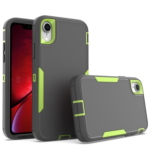 

For iPhone XR 2 in 1 Magnetic PC + TPU Phone Case(Gray+Fluorescent Green)