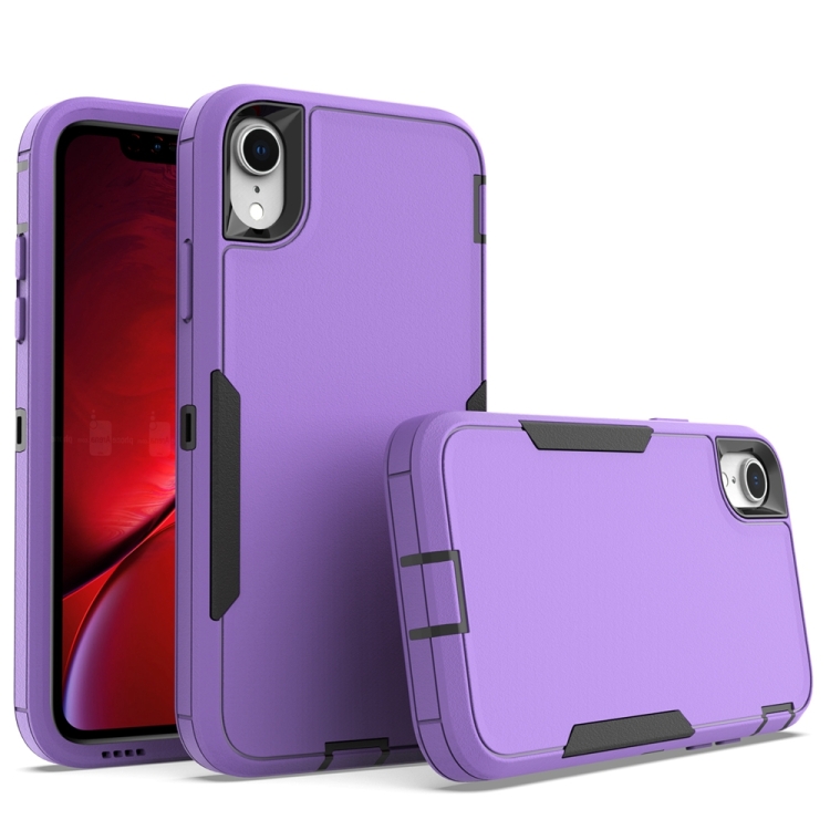 

For iPhone XR 2 in 1 PC Hybrid TPU Phone Case(Purple+Black)