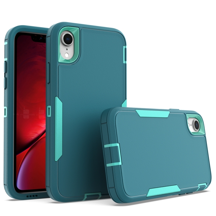 

For iPhone XR 2 in 1 Magnetic PC + TPU Phone Case(Blue+Blue Green)