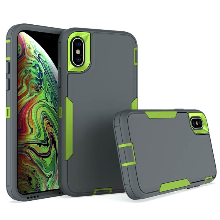

For iPhone X / XS 2 in 1 Magnetic PC + TPU Phone Case(Gray+Fluorescent Green)