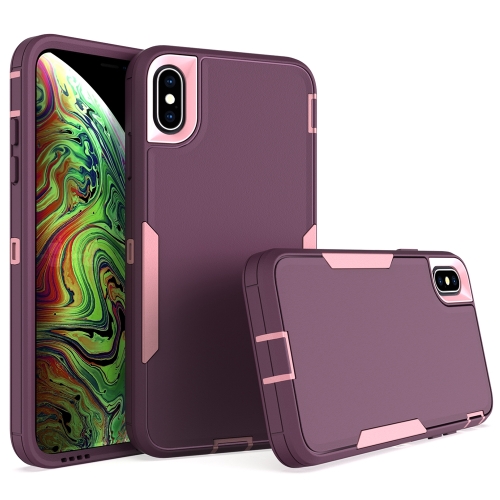 

For iPhone XS Max 2 in 1 Magnetic PC + TPU Phone Case(Purple Red+Pink)