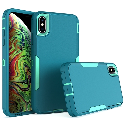 For iPhone XS Max 2 in 1 Magnetic PC + TPU Phone Case(Blue+Blue Green)