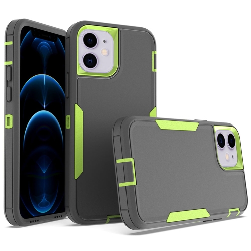 

For iPhone 12 2 in 1 Magnetic PC + TPU Phone Case(Gray+Fluorescent Green)