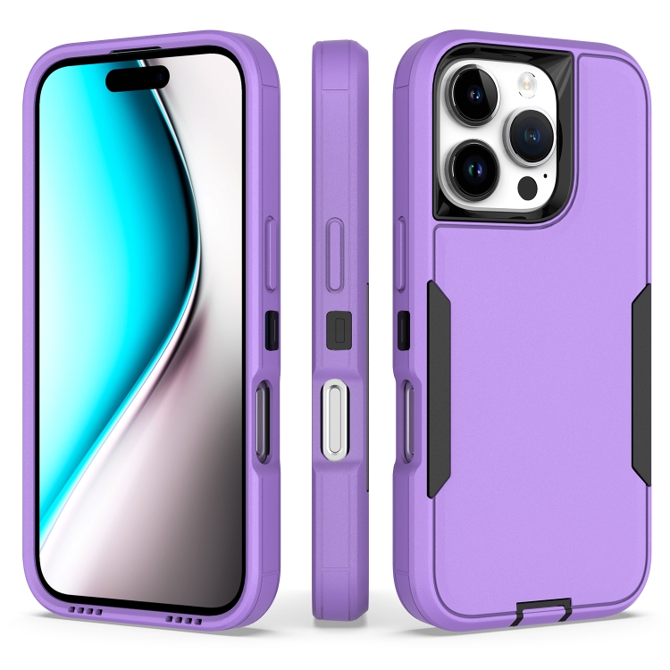 

For iPhone 16 Pro 2 in 1 Magnetic PC + TPU Phone Case(Purple+Black)