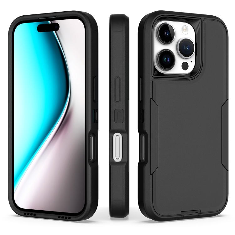

For iPhone 16 Pro 2 in 1 PC Hybrid TPU Phone Case(Black)