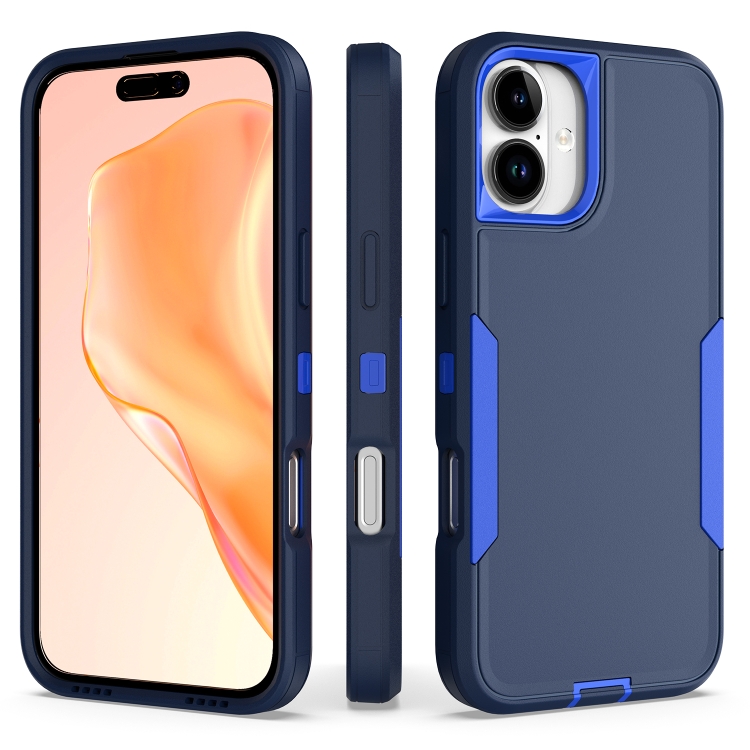 

For iPhone 16 Plus 2 in 1 Magnetic PC + TPU Phone Case(Royal Blue+Dark Blue)
