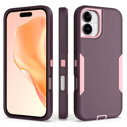 

For iPhone 16 Plus 2 in 1 Magnetic PC + TPU Phone Case(Purple Red+Pink)