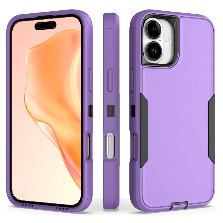 

For iPhone 16 Plus 2 in 1 Magnetic PC + TPU Phone Case(Purple+Black)