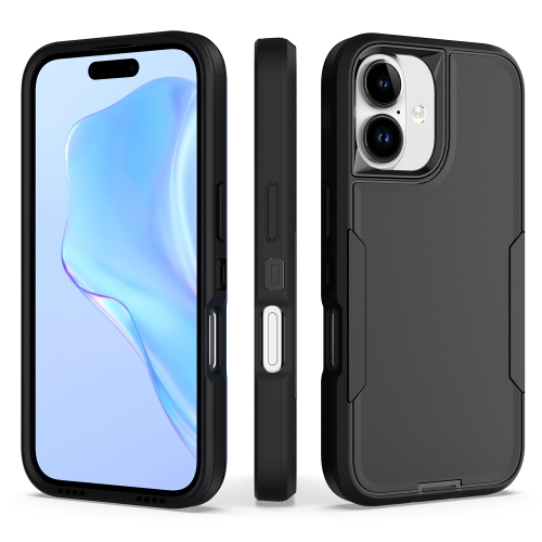 

For iPhone 16 2 in 1 Magnetic PC + TPU Phone Case(Black)