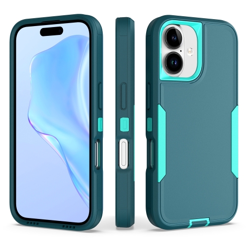 For iPhone 16 2 in 1 Magnetic PC + TPU Phone Case(Blue+Blue Green)