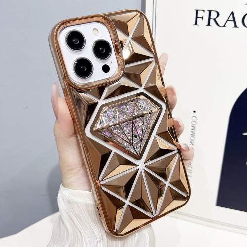 

For iPhone 14 Pro Diamond Electroplated Glitter Paper Phone Case(Gold)