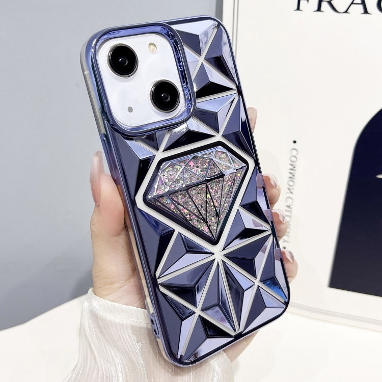 

For iPhone 13 Diamond Electroplated Glitter Paper Phone Case(Blue)