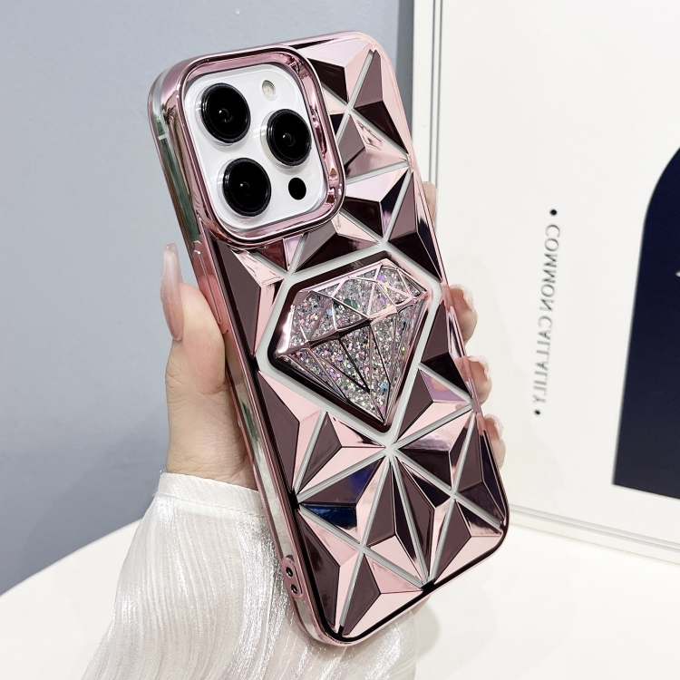 

For iPhone 12 Pro Max Diamond Electroplated Glitter Paper Phone Case(Pink)