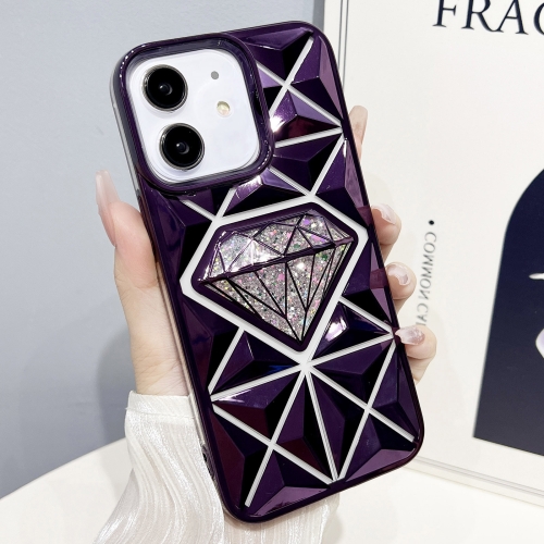 

For iPhone 11 Diamond Electroplated Glitter Paper Phone Case(Purple)