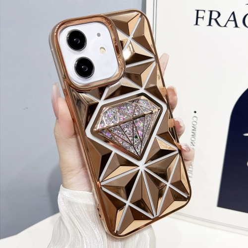 

For iPhone 11 Diamond Electroplated Glitter Paper Phone Case(Gold)