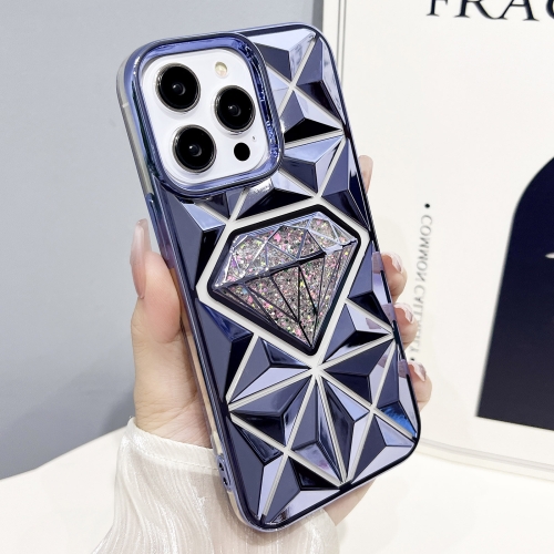 

For iPhone 14 Pro Max Diamond Electroplated Glitter Paper Phone Case(Blue)