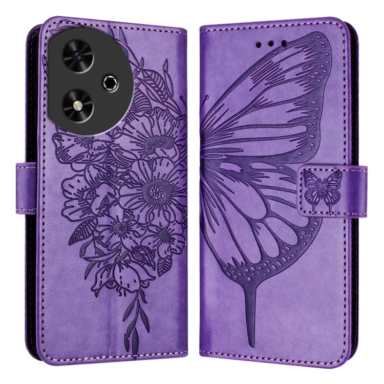 

For Honor Play 50 Embossed Butterfly Leather Phone Case(Purple)